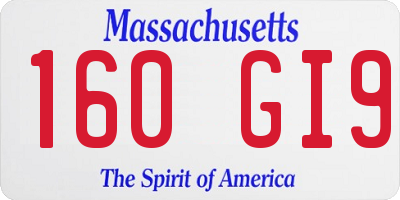 MA license plate 160GI9