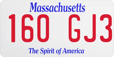 MA license plate 160GJ3