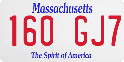 MA license plate 160GJ7