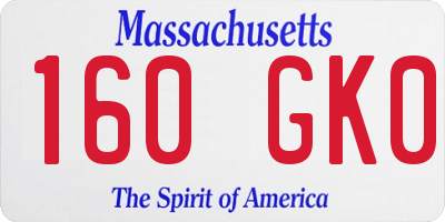 MA license plate 160GK0