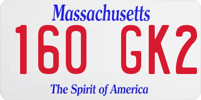 MA license plate 160GK2