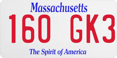 MA license plate 160GK3