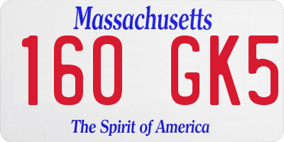 MA license plate 160GK5