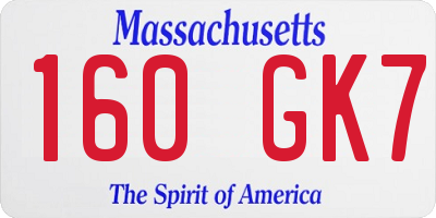 MA license plate 160GK7