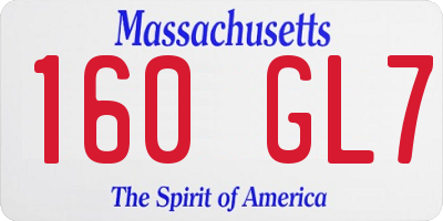 MA license plate 160GL7