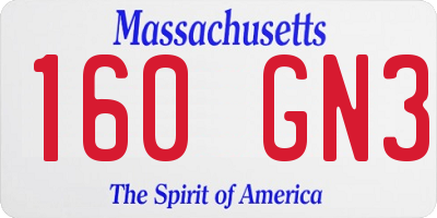 MA license plate 160GN3