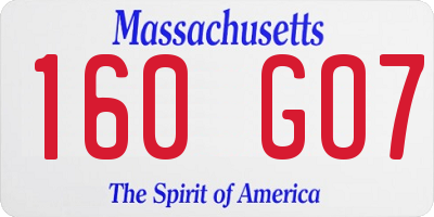 MA license plate 160GO7