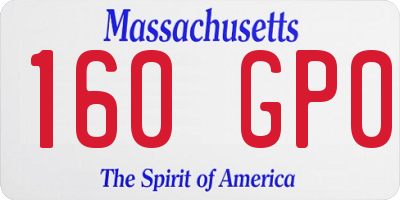 MA license plate 160GP0