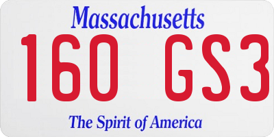 MA license plate 160GS3