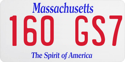 MA license plate 160GS7