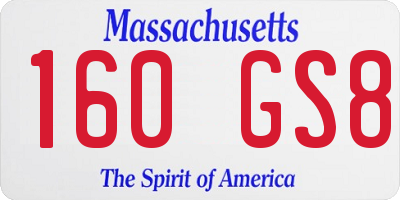 MA license plate 160GS8