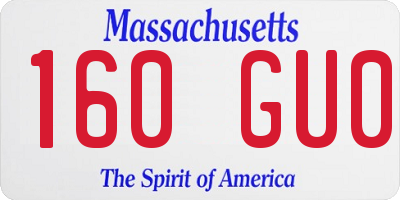 MA license plate 160GU0