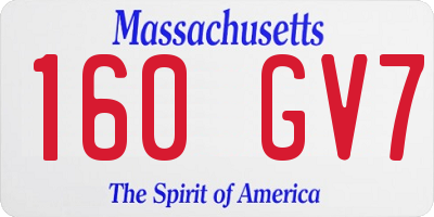 MA license plate 160GV7