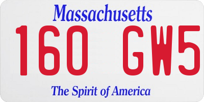 MA license plate 160GW5