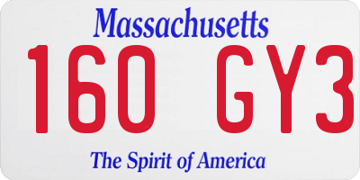 MA license plate 160GY3