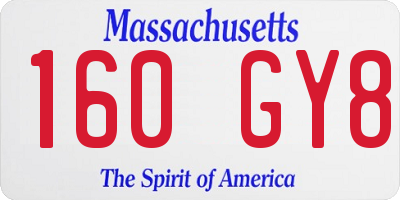 MA license plate 160GY8