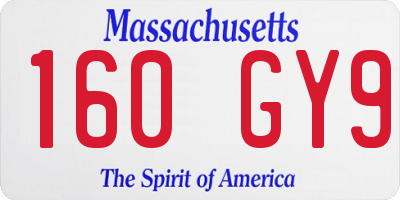 MA license plate 160GY9