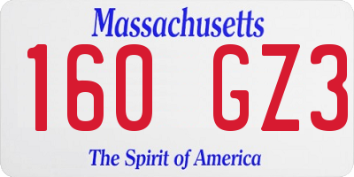 MA license plate 160GZ3