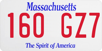 MA license plate 160GZ7