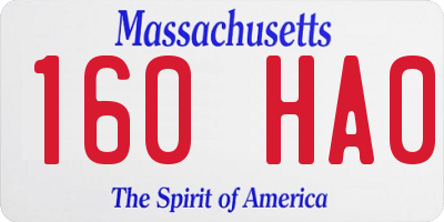 MA license plate 160HA0