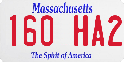 MA license plate 160HA2