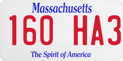 MA license plate 160HA3