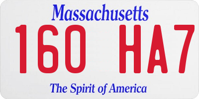 MA license plate 160HA7