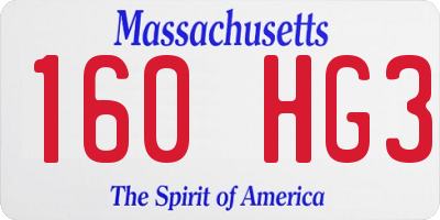 MA license plate 160HG3
