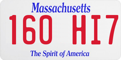 MA license plate 160HI7
