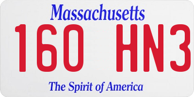MA license plate 160HN3