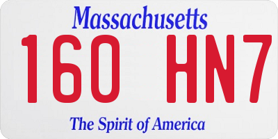 MA license plate 160HN7