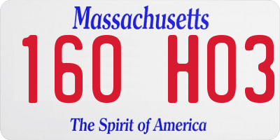 MA license plate 160HO3