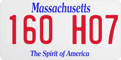 MA license plate 160HO7