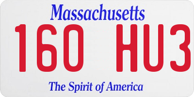 MA license plate 160HU3