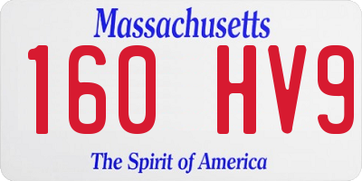 MA license plate 160HV9