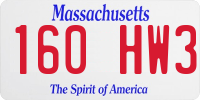 MA license plate 160HW3
