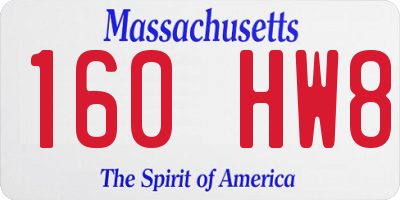 MA license plate 160HW8