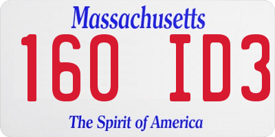 MA license plate 160ID3
