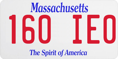 MA license plate 160IE0