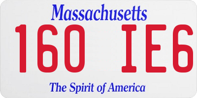 MA license plate 160IE6