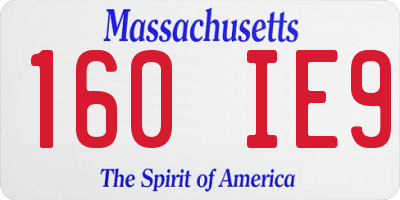 MA license plate 160IE9