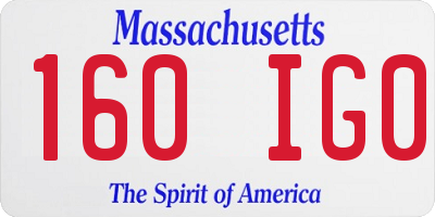 MA license plate 160IG0