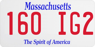 MA license plate 160IG2