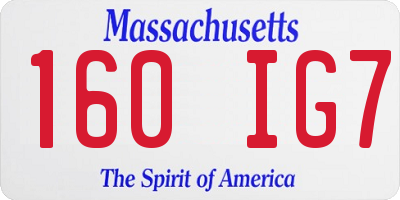 MA license plate 160IG7