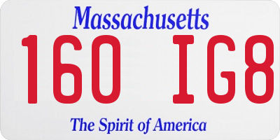 MA license plate 160IG8