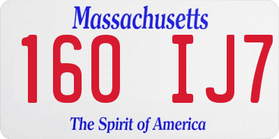 MA license plate 160IJ7