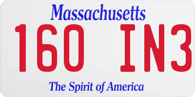 MA license plate 160IN3