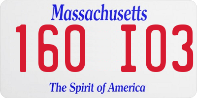 MA license plate 160IO3