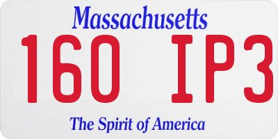 MA license plate 160IP3