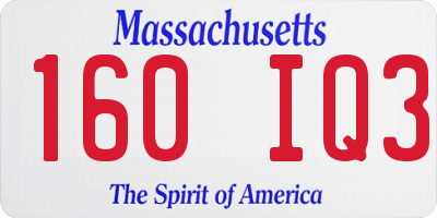 MA license plate 160IQ3